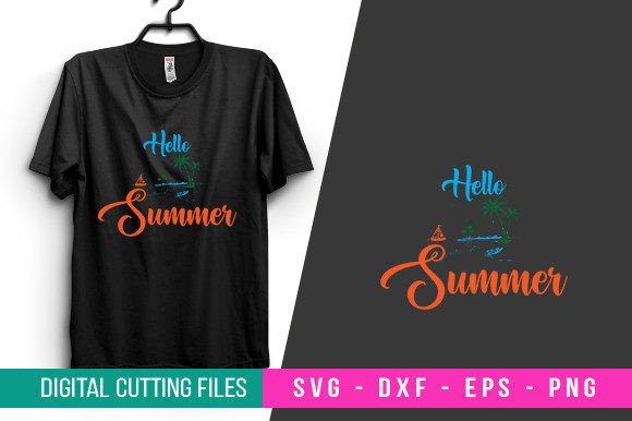 Hello Summer T-shirt Design SVG for Crafts and Graphics